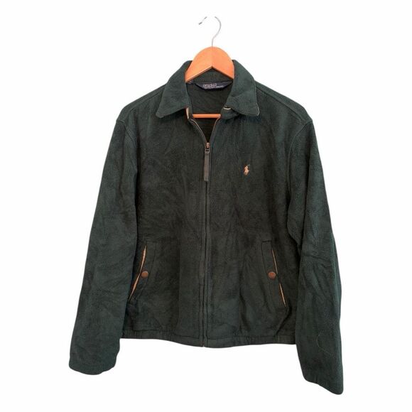 Vintage 90s Polo Ralph Lauren Polartec Teddy Fleece Jacket Hunter Green Full Zip - Picture 1 of 9